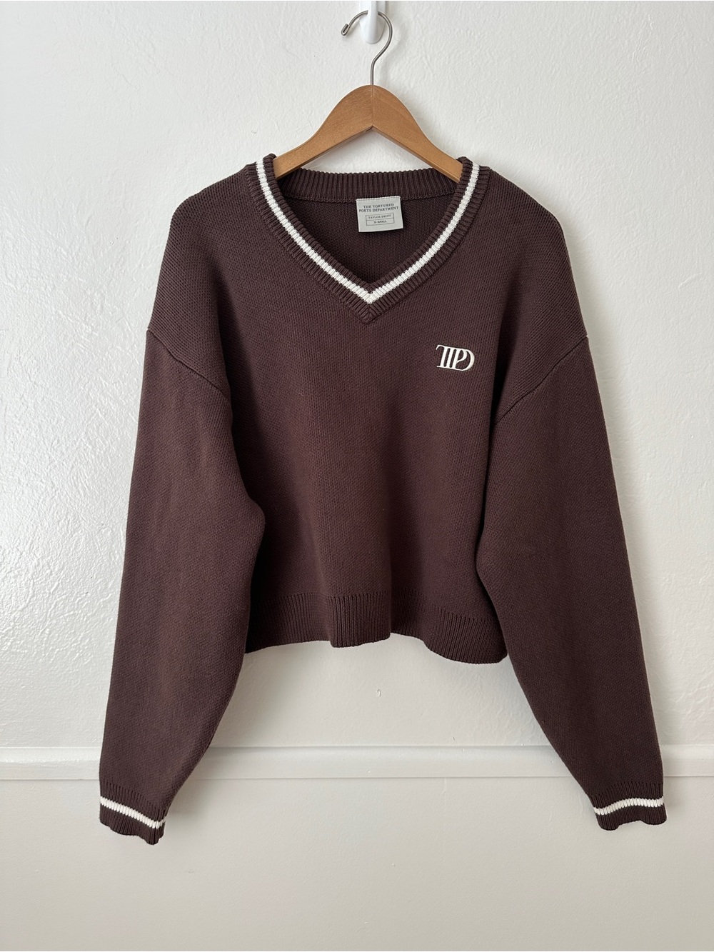 Taylor Swift Tortured Poets Department Brown V Neck Sweater XS
